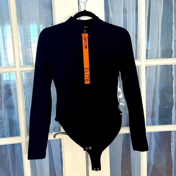 Forever 21 black and orange detailing bodysuit - Picture 1 of 5